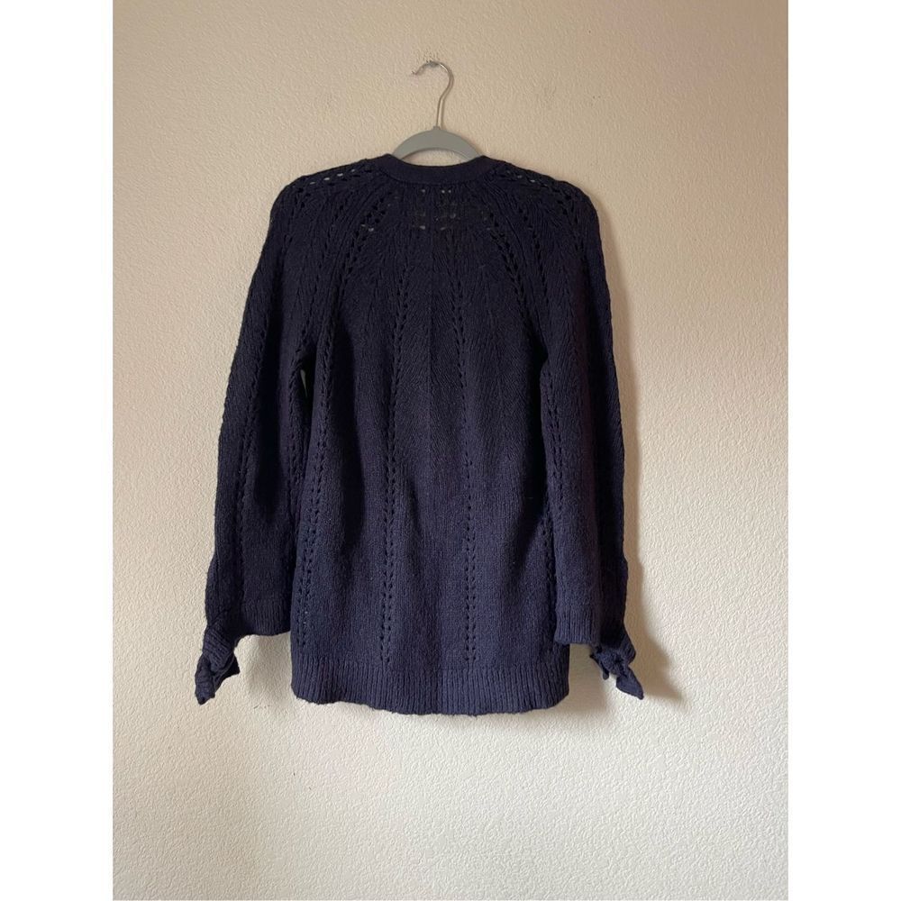 Banana republic merino wool navy tie sleeve cardigan small - Picture 3 of 6